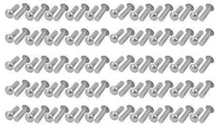 sourcingmap® 100 st M3 x 10 mm aluminium halv rund huvud solid nit fästelement silverton
