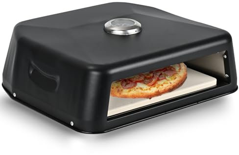 Garden Mile BBQ Pizza Oven Pizza Stone Included For Gas & Charcoal BBQ Portable Pizza Grill with Temperature Gauge Upto 12'' Pizzas Bread Pastrie Maker