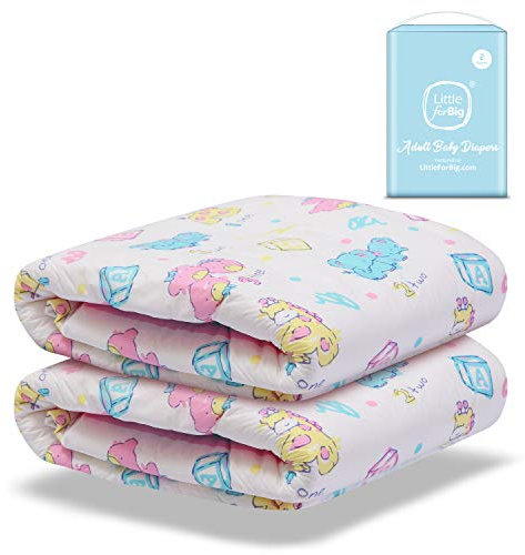 LittleForBig Erwachsenen Gedruckten Windeln 2 Stück - Vintage Baby (Medium 71-96 cm)
