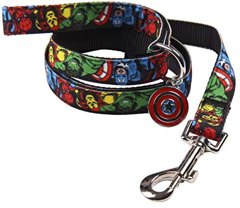 Correa Perro Marvel® Tamaño S Resistente, Ajustable y Antideslizante – Correa Marvel® Diseño Superhéroes Paseos Seguros y Cómodos