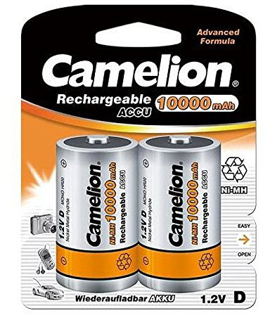 Camelion Pack de 2 Batterien/Akkus rechargeables LR20/HR20 NI-Mh accu 10000 mAh