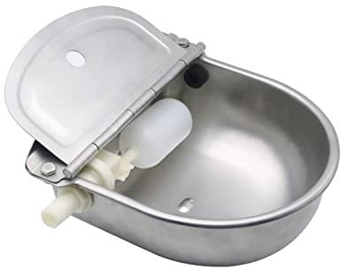 Achicklead Stainless Steel Livestock Water Bowl with Float Valve Tank,Automatic Farm Water Bowl for Horse, Cow, Goat, Sheep, Dog Drinking Waterer