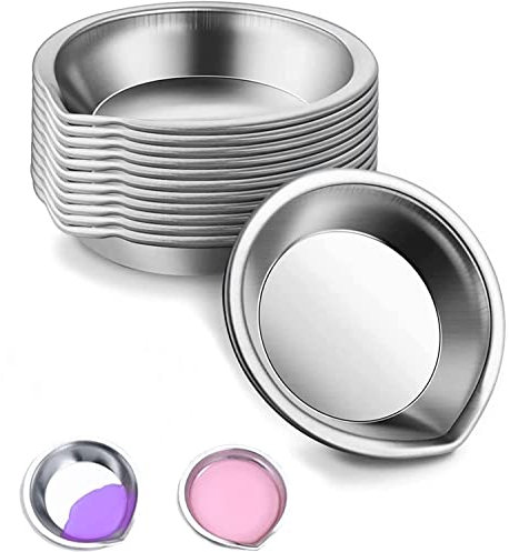 YSTrillion Edelstahl Farbschale,12 Stück Mischpalette für Farben,Runde Farbschale,Edelstahl Malen Palette für DIY Kunst Handwerk Malerei(5 * 5 * 1,5 cm)