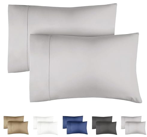 Kissenbezüge 40x60 cm Hellgrau im 2er-Pack - Weiche Kopfkissenbezüge aus Mikrofaser - Atmungsaktive, Pflegeleichte und knitterfreie Kissenhüllen - Maschinenwaschbar mit Hotelverschluss - Oeko-TEX