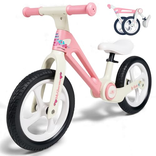 WeLLIFE |B-Bike RGX| Bicicletta Senza Pedali per Bambini 2-5 Anni Max 35Kg| Bici a Spinta per Bambino |Telaio Pieghevole| Ruote 12 Pollici in Gomma Antiforatura| Sella Regolabile| Poggiapiedi