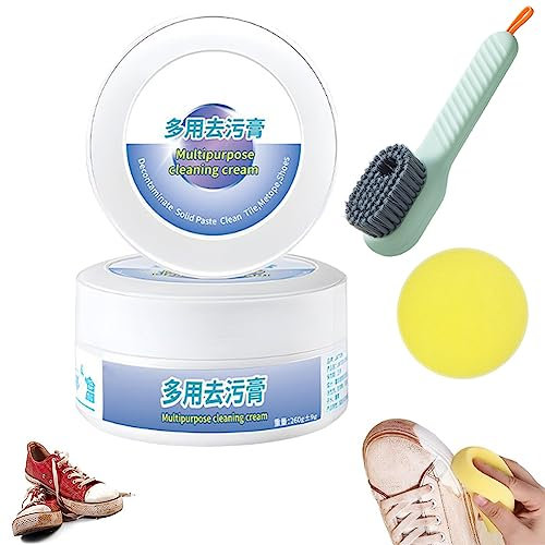 2023 New Multipurpose Cleaning Cream, Multi-Functional Cleaning And Stain Removal Cream, White Shoe Cleaning Cream With Sponge,Quick Clean No Need To Wash (1 Pc)