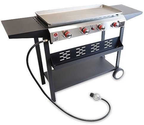 Gas One Grill plat avec 4 brûleurs, barbecue au propane de haute qualité avec chariot pour barbecue à air dernière intervention, grille en acier inoxydable avec allumage automatique pour