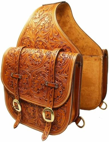 EQUIGEAR Western-Leder-Satteltasche für Pferde | Reitvergnügen Wanderritt geeignet für Reiten und Fassrennen | Satteltasche mit verstellbarem Riemen GRÖSSE: 10X10X3 SA-35