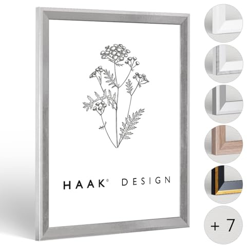 HaakDesign Cornice portafoto sottile RICO lucida, edizione 61 x 91,5 cm, argento lucido, per puzzle, poster