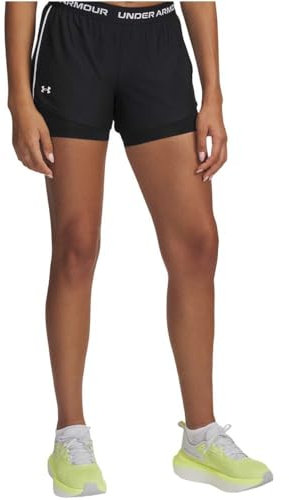 Under Armour Damen Tech Play Up 2in1 Shorts, Schwarz/Schwarz/Weiß, S EU