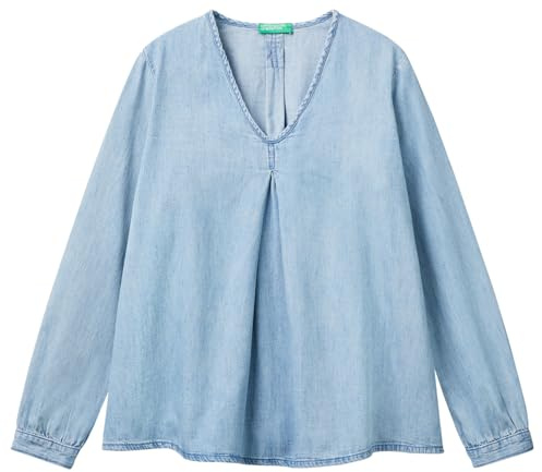 United Colors of Benetton Blusa 5RZKDQ0BD Camicia, Blu, M Donna