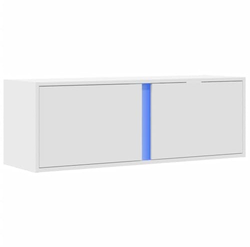 vidaXL Mobile TV a Parete con Luci LED Bianco 100x31x35 cm, Mobile TV sospeso a Parete, unità TV sospesa, unità TV montata a Parete, Mobile TV sospeso