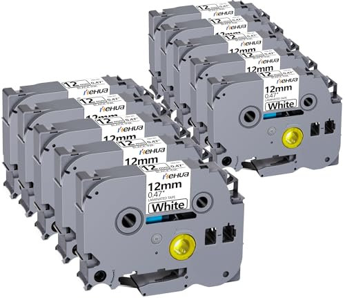10x Tze231 Hehua Ersatz für Brother P-Touch Bänder TZe-231 Tz-231 Tz Tape 12mm 0.47 White Schriftband, Kompatibel mit Brother P Touch h105 h100lb h101c h100r H107B pt-1000 1010 e100 1280 PT-E560BTVP