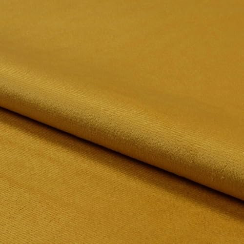 Fabreco MONILLA Microfaser Velours – Weicher und strapazierfähiger Möbelstoff, vielseitiger Polsterstoff und Samtstoff in Uni-Farben, Meterware 143 cm breit, ideal für Sofas und Stühle - Gelb