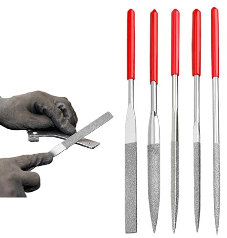 5 Stück Mini Feilen Set, Diamond Nadelfeilen Set, Klein Schlüsselfeilen, Mini Diamantfeile, Fein Feilenset von 3D Drucker Zubehör, Diamond Feile Set für Holz, Metall, Kunststoff, Schmuck, Modellbau