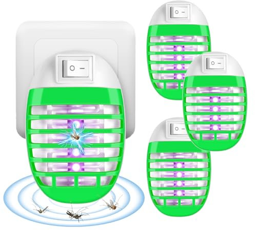 AOOWU Anti Moustique Lampe, 4PCS Moustique Tueur Lampe, Lampe UV Tueur d'Insectes Electrique, Destructeur de Mouches Intérieur, Piège à Mouches Efficace, Tuer Les moustiques et Autres Insectes Volants
