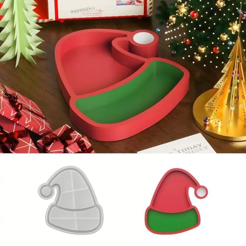 DoDoIYia Christmas Resin Molds Silicone for Epoxy Resin Santa Hat Storage Container Resin Mold for Clay Plaster Gypsum Cement molds, DIY Christmas Silicone Mold Crafting Home Decoration