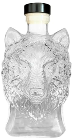 Caraffa per Whisky | Caraffa per Whisky e Liquore in | 35cl con profilo Testa di lupo Articolo da collezione Decorativo per la Casa Contenitore per Bevande Cognac Borbon