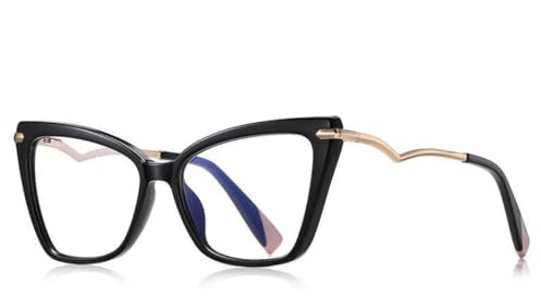 ETETGVG Gafas literarias con montura de ojo de gato y patillas de metal para damas (1)