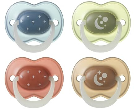 Tommee Tippee NightGlow Napp, 6-18 Månader, 4-pack, Lyser i Mörkret, Ortodontisk Napp, Lufthål, Symmetrisk Nappskål, Sterilisatorsäker, BPA-fri, Skymningsnyanser