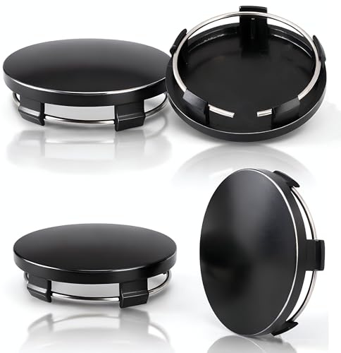 4 Unidades Tapas de Rueda de Centro OD60 mm ID56 mm Tapas para Llantas Universal Tapacubos Centrales,Llantas Buje Tapas,Centro Centrales Tapacubos,para Centro de Rueda, Accesorios para Coche, Negro