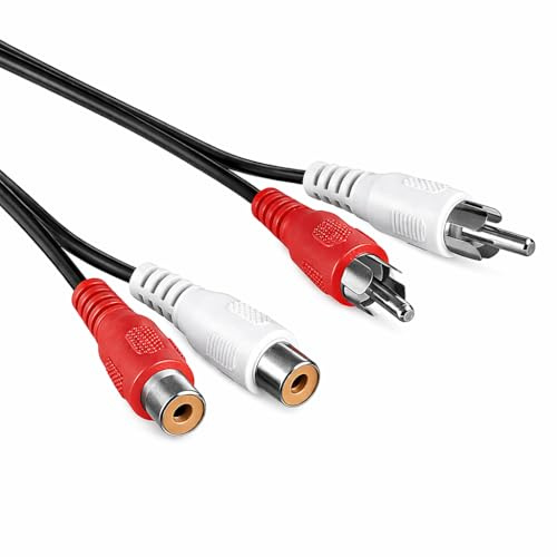 PerfectHD 5m Cinch Verlängerungskabel | Stereo Audiokabel | 2x Stecker auf 2x Buchse | Chinch RCA Kabel Anschlusskabel Cinchkabel Verlängerung Kupplung