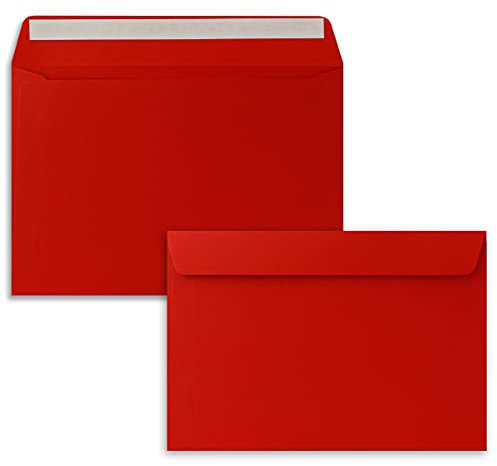 25x Briefumschläge DIN C5 Rot - 16,2 x 22,9 cm - Haftklebung - Edle Kuverts für große Einladungen und Karten zum Geburtstag oder Hochzeit