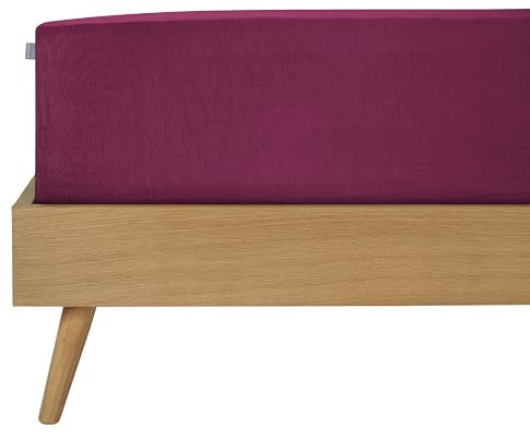 Schiesser Edeljersey Spannbettlaken Jessi | 100% gekämmte Baumwolle aus nachhaltiger Produktion | für Matratzen 90x200cm bis 100x200cm | Matratzenhöhe bis 22cm | Beere