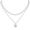 AFSTALR Geschenke für Mama Damen Layered Kette mit Runder Plättchen, Hochwertige Edelstahl Ketten in Silber, Multi Layer geeignet Muttertagsgeschenk