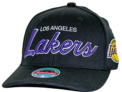 Mitchell & Ness NBA Team Script 2.0 Classic Red Snapback (One Size, Los Angeles Lakers, Black)