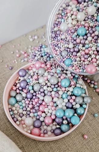 Metallic/Shimmer Balls Edible Cupcake Cake Topper Sprinkles (35g Pouch) (Mermaid Shine)