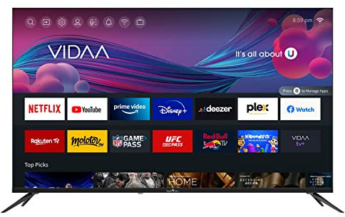 Smart-Tech TV LED 4K UHD 50' (126 cm) 50UV10V1 Smart TV VIDAA - Molotov, Netflix, Prime Video, Canal+, Disney+, Youtube, Plex - 3xHDMI - 2xUSB - PVR - Mode Hotel