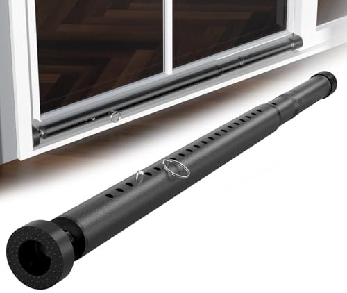 Sliding Door Security Bar，17.5-50 inch Adjustable Patio Door Security bar, Heavy Duty Window Security Bars Inside for Sliding Glass Door Home Apartment Bedroom(Black)