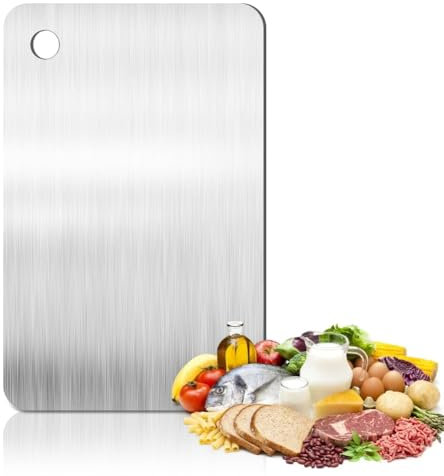 Tabla de Cortar de Titanio y Acero Inoxidable 304 Para Cocina, Sin BPA, 15 x 25 cm