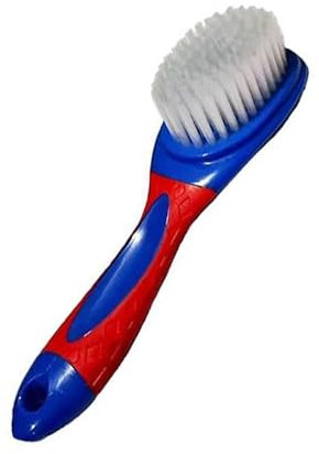 1 spazzola per la pulizia della casa, piccola spazzola per bucato con setole morbide, per strofinare vestiti, scarpe, biancheria intima, tessuto per la pulizia delle mani (blu + rosso)