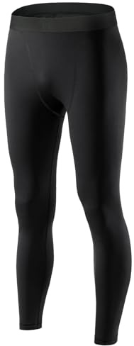 AUAYO Kompressionsbyxor för barn, sportleggings för barn, tights sportlöpning för barn, kompressionstights för barn och ungdomar för basket fotboll träning, svart, XL