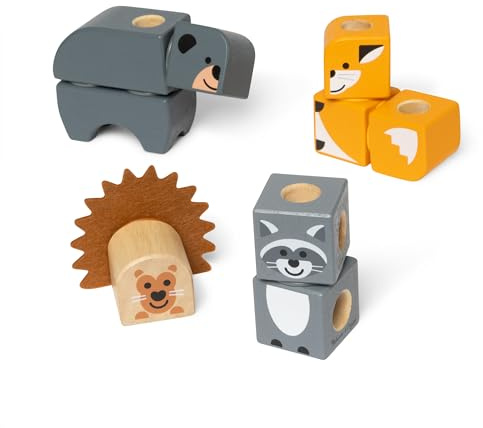 Melissa & Doug - Set de Juegos Amigos del Bosque: Bloques Construcción Niños de Animales de Juguete de Madera, 16 Piezas - Juguetes Niños 2 años - Regalo Niño 2 años + - Montessori - Certificados FSC