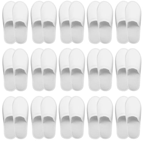 WANDGU Ensemble de pantoufles d'hôtel : 15 paires de pantoufles pour invités 28 X 11 x 0,6 cm, pantoufles en éponge pour centres de beauté, médecins, hôtels, pour femmes et hommes, ensemble de