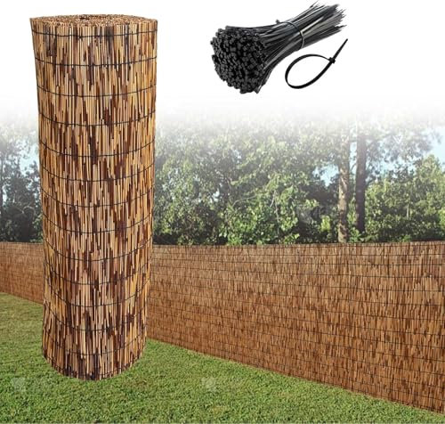 Genérico Valla de Caña Natural Cortina de Caña Rollo de Valla de Caña para Balcón,Pantalla de privacidad para Patio y jardín,Rollo de bambú Alto 0.5m 0.7m 1m 1.3m 1.7m Valla de Bambú enrollada