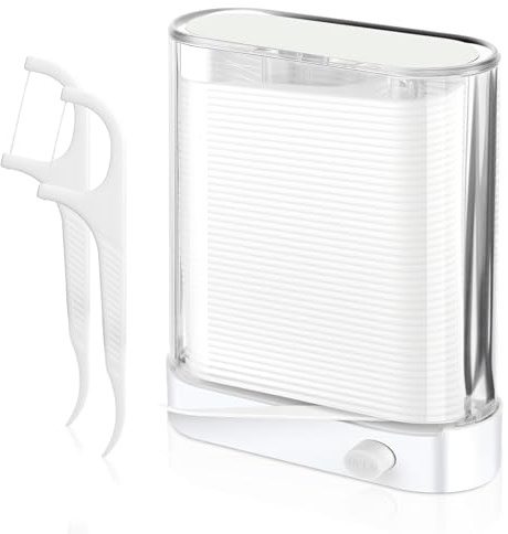 XLIUAX Dental Floss Picks Dispenser, Automatic Pop-Up Organiser Case with Flossers 88 Count Floss Sticks Toothpick Holder Container for Clean Teeth Teeth Care