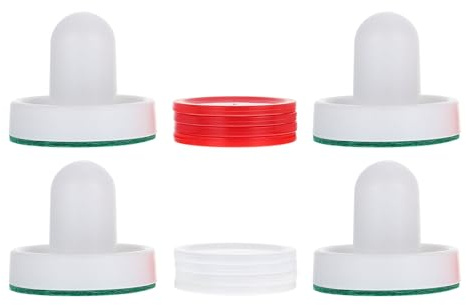 Veemoon Palets et Pousseurs de Hockey sur Air 2 Jeux, 60 Mm Pousseurs Blancs en Plastique, 51 Mm Palets Ronds Rouges et Blancs, Accessoires pour Tables de Hockey sur Air, Jeu Familial