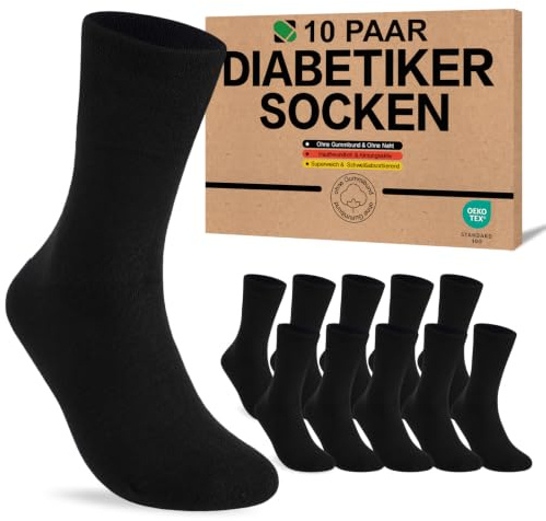 SukModen Calcetines Diabéticos 10 Pares Sin Goma en Puño, Algodón Cómodo Sin Costura Puntera