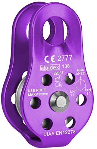 ALPIDEX Carrucola 22 KN | Carrucola Fissa | Bozzello per Carrucola | Standard EN12278 | Corde Fino 13 mm di Diametro | Paranco per Funi | Pulegge Paranco Fune, Colore:Lilla