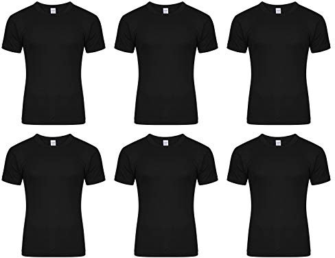 6 x Mens Thermal Long Johns Top Bottom Underwear Trousers T Shirt Set S M L XL (Black T-Shirt, M)