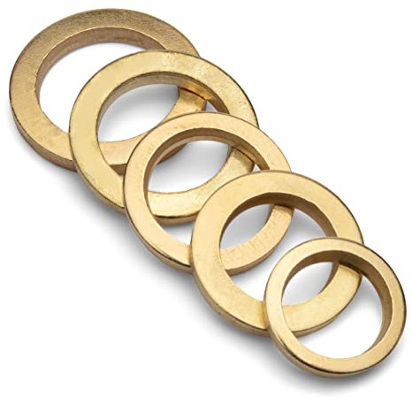 Assortimento di Rondelle Piane │ 100 pezzi │ Ø 9/10/11/12/13 mm │ ottonato │ acciaio │ Kit Rondelle Piatte │ Kit Rondelle Piatte │ Assortimento Anello di Tenuta │ by FD-Workstuff