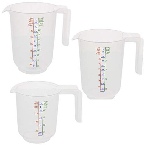 doriantrade Verres doseurs en plastique lot de 3 (1000 ml, 500 ml, 250 ml)