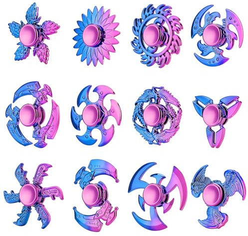 12 Pack Fidget Spinner, Fidget Spinners Bulk Sensory Fidget Toys for Kids and Adults, Stress Relief Toy and Anxiety Reducer, Goodie Bag Fillers Classroom Prizes