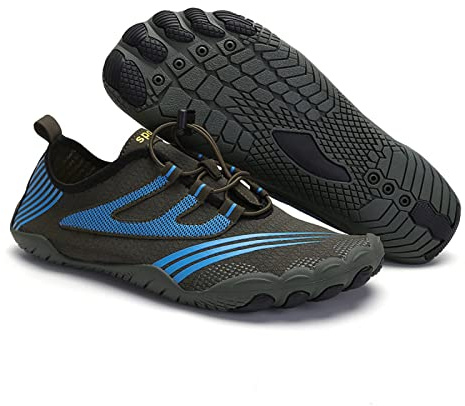 Chaussures pieds nus minimalistes unisexes, chaussures pieds nus à séchage rapide, chaussures d'eau légères et respirantes, yoga course à pied surf bateau natation ( Color : Blue , Size : 38 EU )
