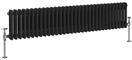 NRG 300 x 1460mm Black Radiator Traditional 2 Column Horizontal Central Heating Cast Iron Rads