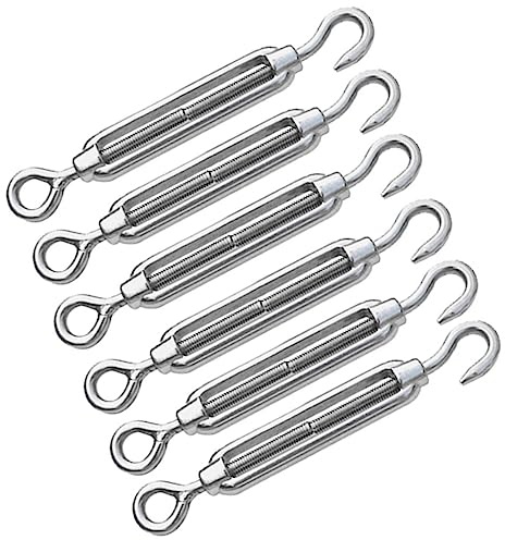 6 pezzi M4 Tenditore in Acciaio inossidabile,Tenditorein con Gancio e Occhiello,Tenditore Regolabile, Tenditore della Fune, Accessori per Fune